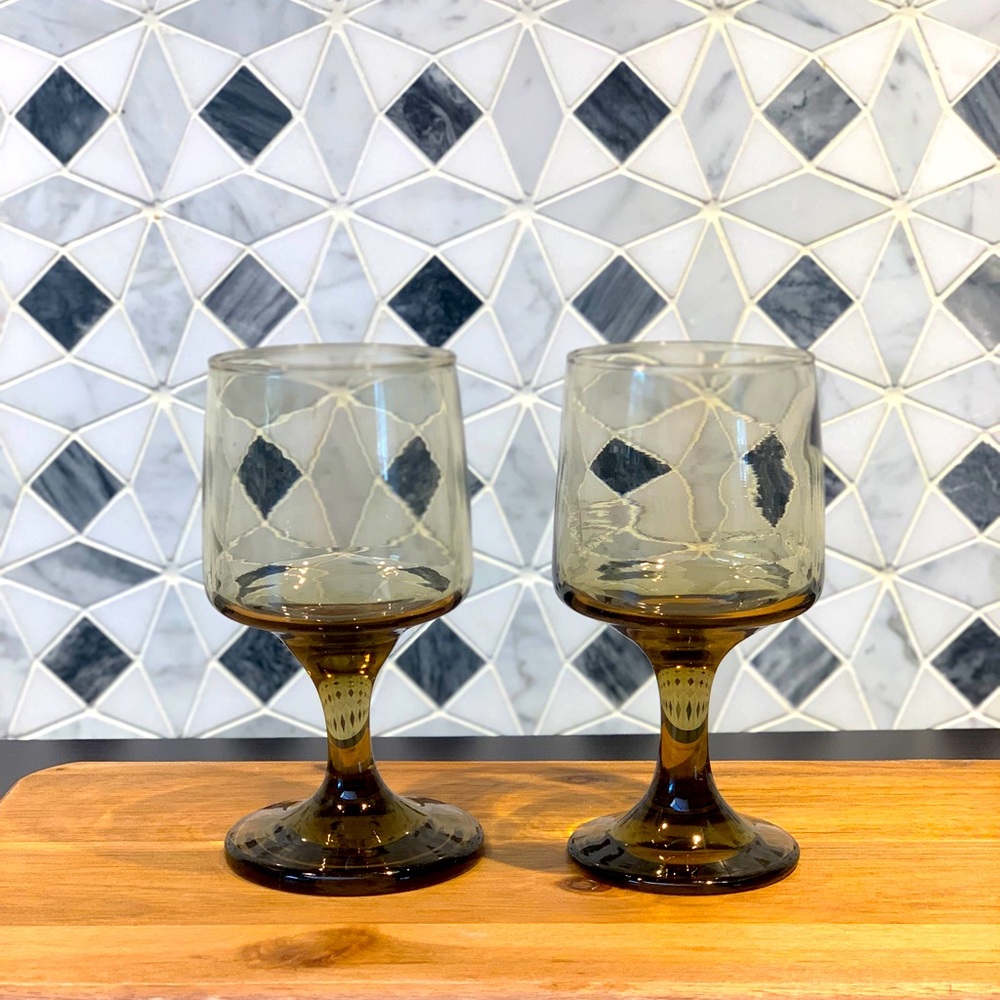 (6) Gorgeous Libbey MCM Tawny Smoke Brown Glasses